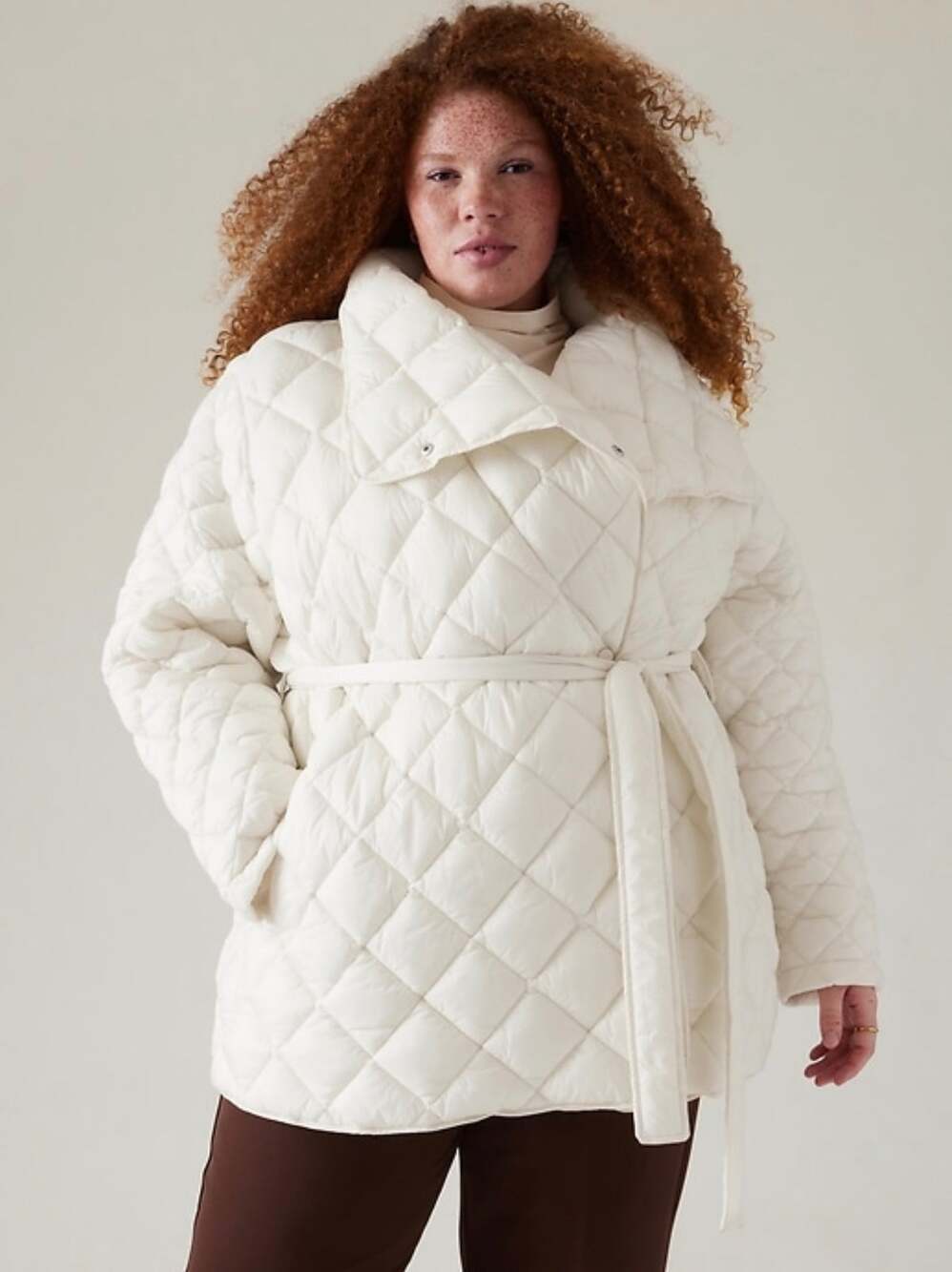 Athleta Plus Whisper Featherless Wrap Coat in Magnolia White Size 1X